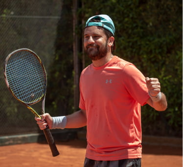 tennis player with racket