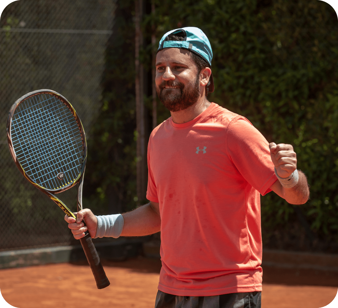 tennis player with racket